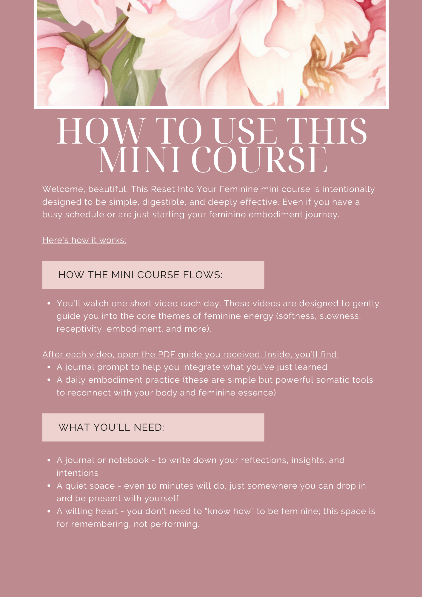 Reset Into Your Feminine Mini Course