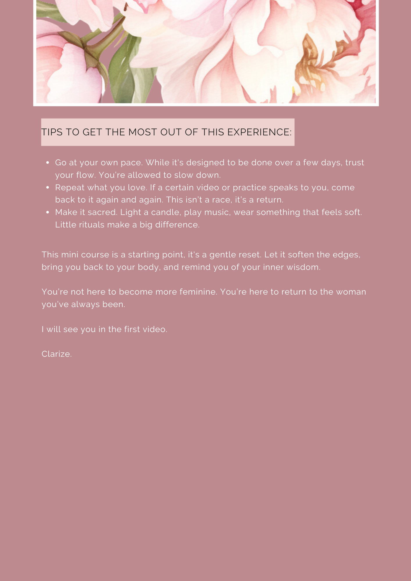 Reset Into Your Feminine Mini Course